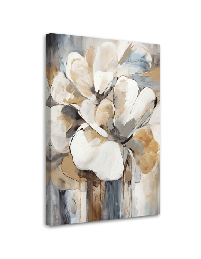 Modernes Wandbild - Beigefarbene Blumen | Feeby