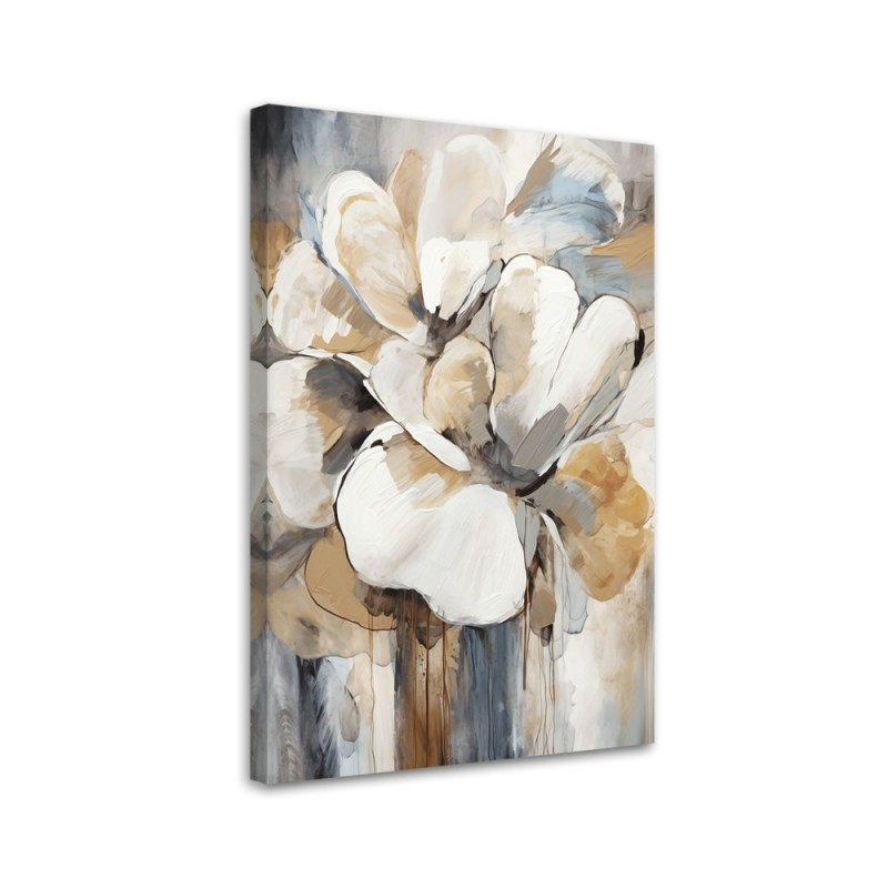 Modernes Wandbild - Beigefarbene Blumen | Feeby