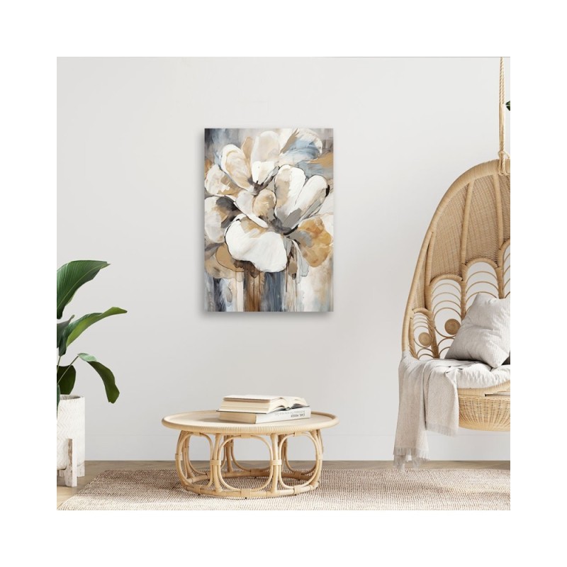 Modernes Wandbild - Beigefarbene Blumen | Feeby