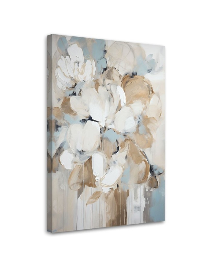 Bild auf Leinwand - Beige gemalte Blumen | Feeby