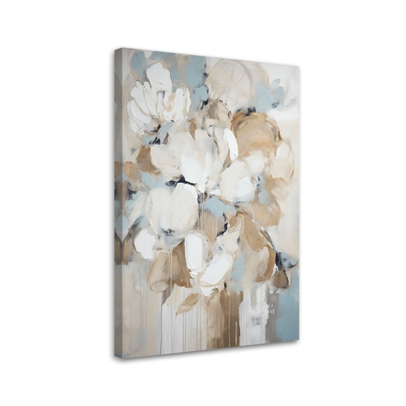 Bild auf Leinwand - Beige gemalte Blumen | Feeby