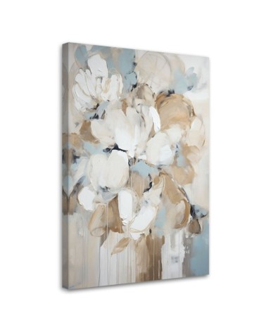 Bild auf Leinwand - Beige gemalte Blumen | Feeby