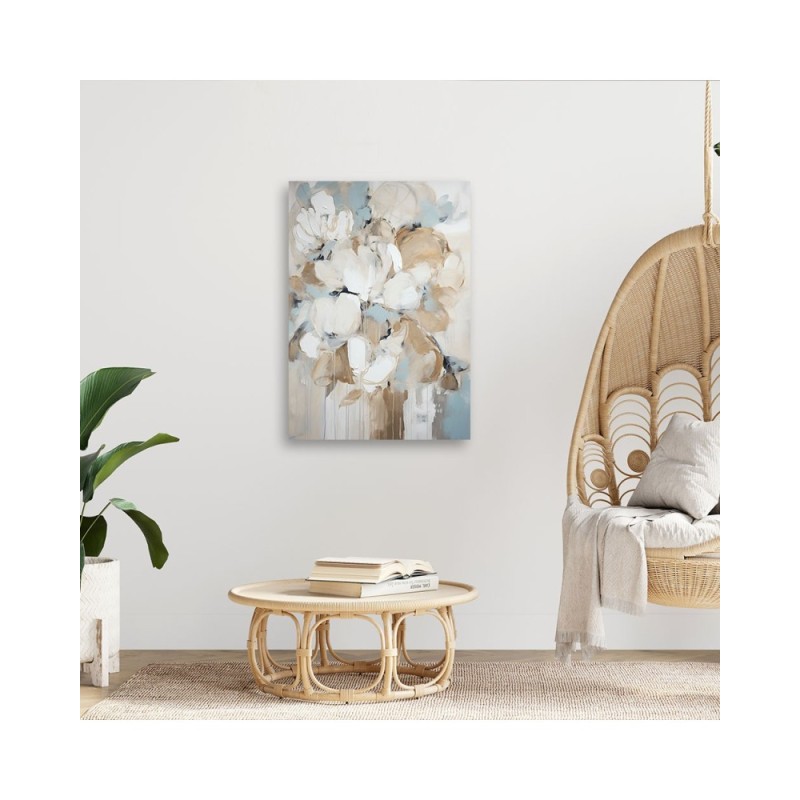 Bild auf Leinwand - Beige gemalte Blumen | Feeby