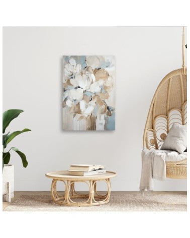 Bild auf Leinwand - Beige gemalte Blumen | Feeby