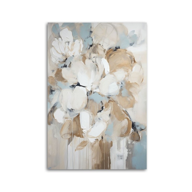 Bild auf Leinwand - Beige gemalte Blumen | Feeby