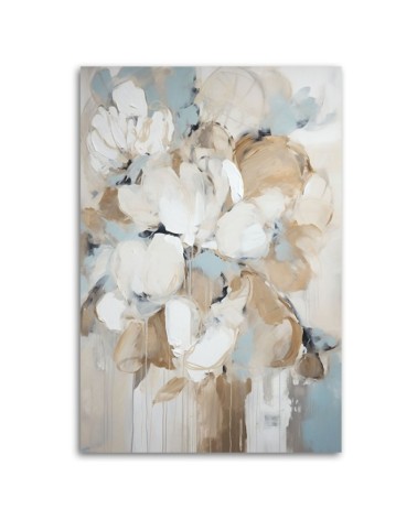Bild auf Leinwand - Beige gemalte Blumen | Feeby