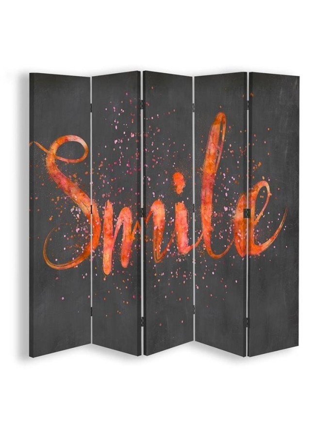 Parawan Pomarańczowy napis Smile - Andrea Haase - Feeby.pl