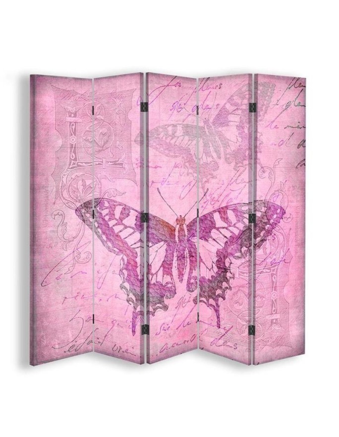 Parawan Stary różowy pergamin i motyl - Andrea Haase - Feeby.pl