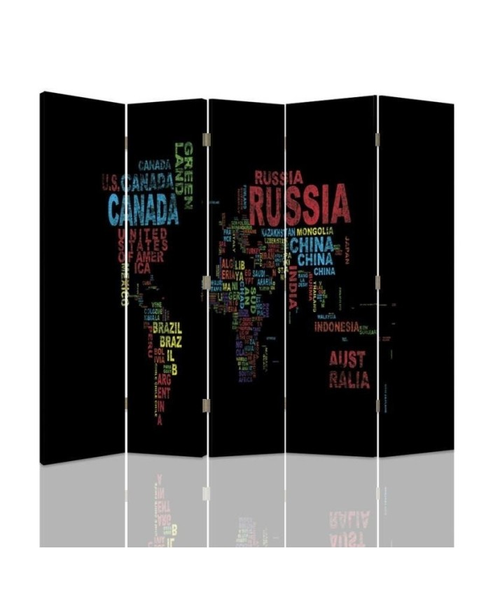 Parawan Mapa świata z napisami - feeby.pl
