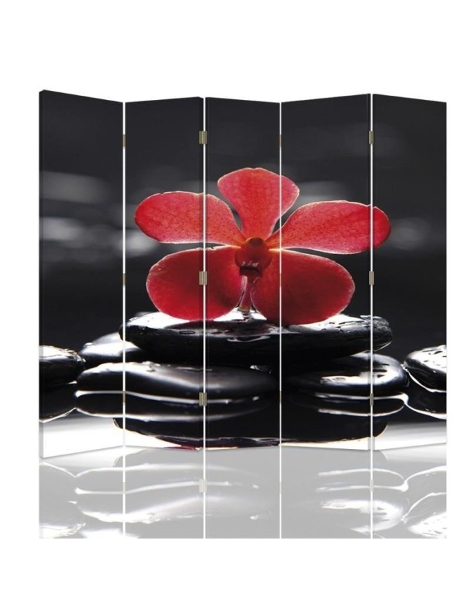 Parawan Zen z czerwoną orchideą - feeby.pl