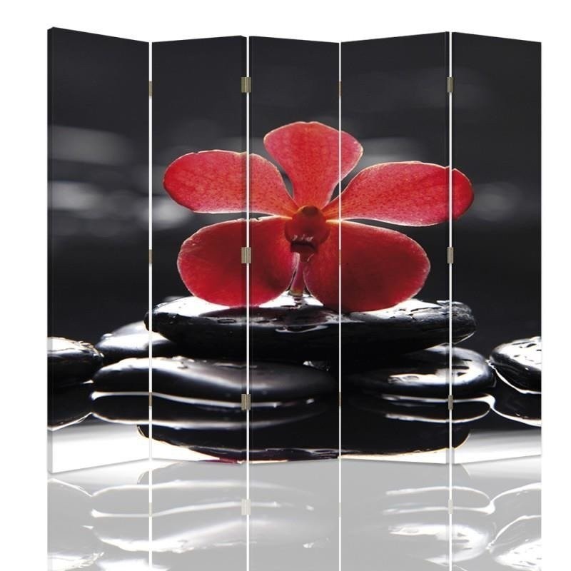 Parawan Zen z czerwoną orchideą - feeby.pl