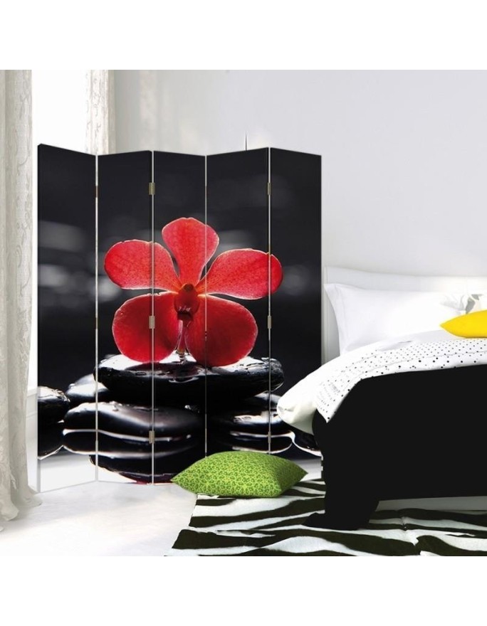 Parawan Zen z czerwoną orchideą - feeby.pl