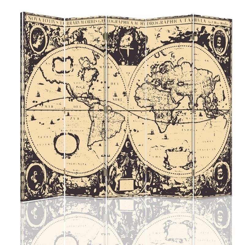 Parawan Mapa świata vintage - feeby.pl