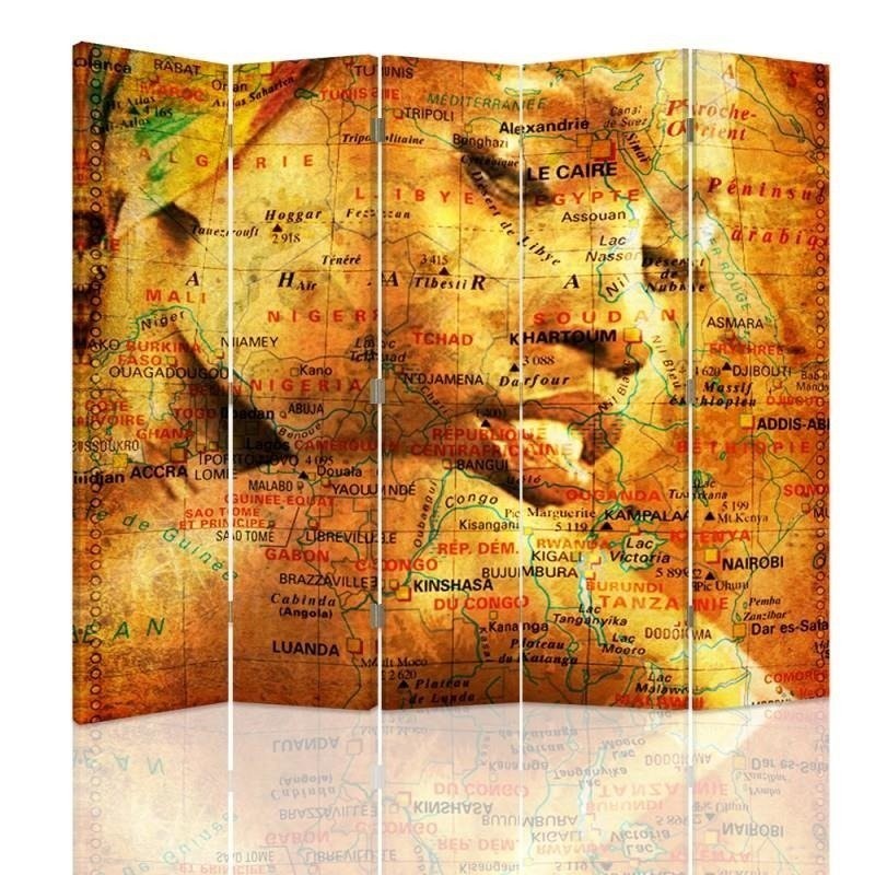 Room divider - Map with portrait of a woman | FEEBY