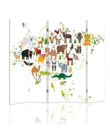 Children's room divider - World map with animals | FEEBY