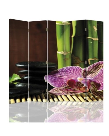 Bathroom divider - Zen with pink orchid flower | FEEBY