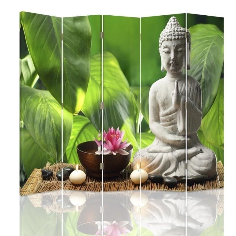 Parawan Budda na tle liści - feeby.pl