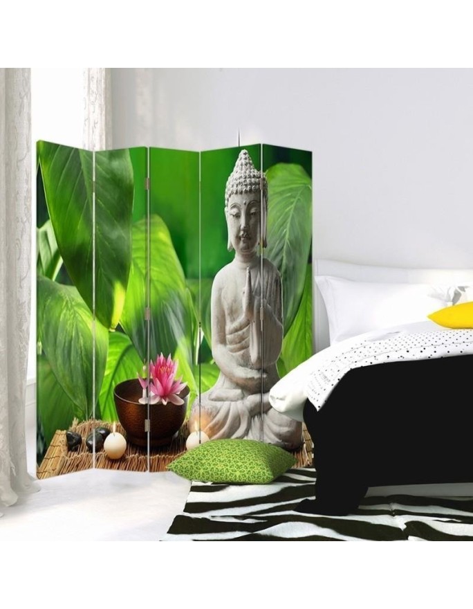 Parawan Budda na tle liści - feeby.pl