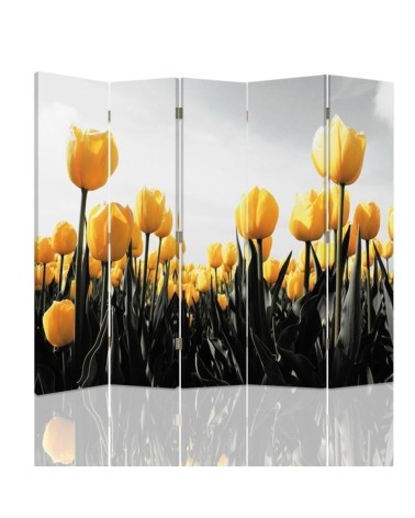 Bedroom divider - Meadow of yellow tulips | FEEBY