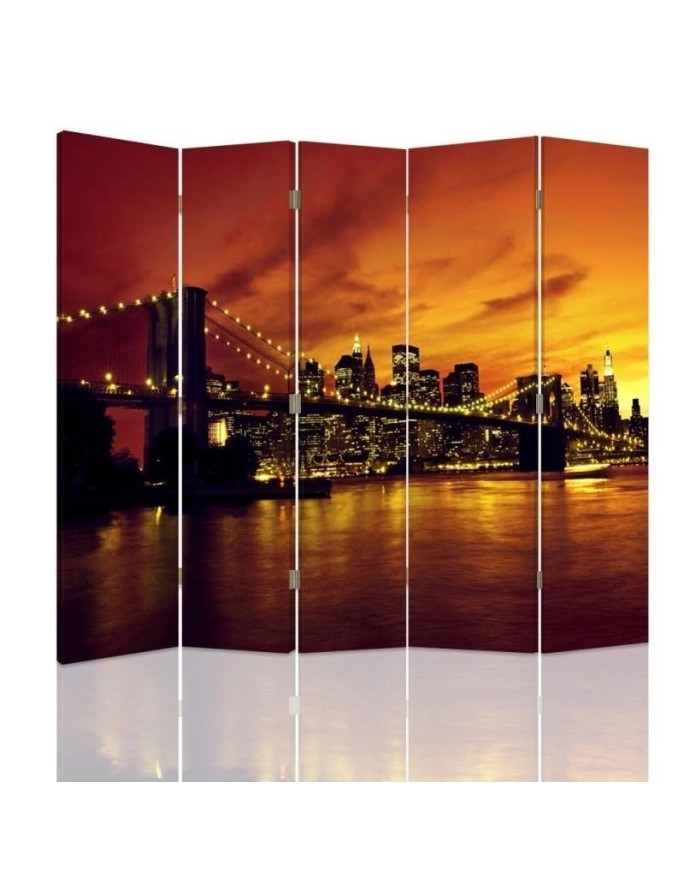 Parawan Brooklyn Bridge i Manhattan o zachodzie słońca - feeby.pl
