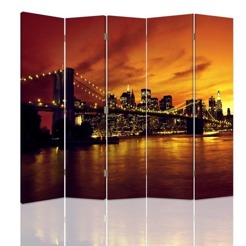Parawan Brooklyn Bridge i Manhattan o zachodzie słońca - feeby.pl