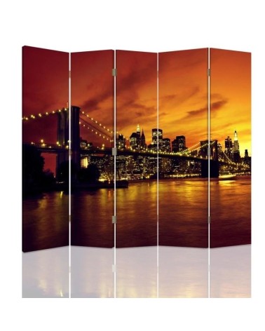 Parawan Brooklyn Bridge i Manhattan o zachodzie słońca - feeby.pl