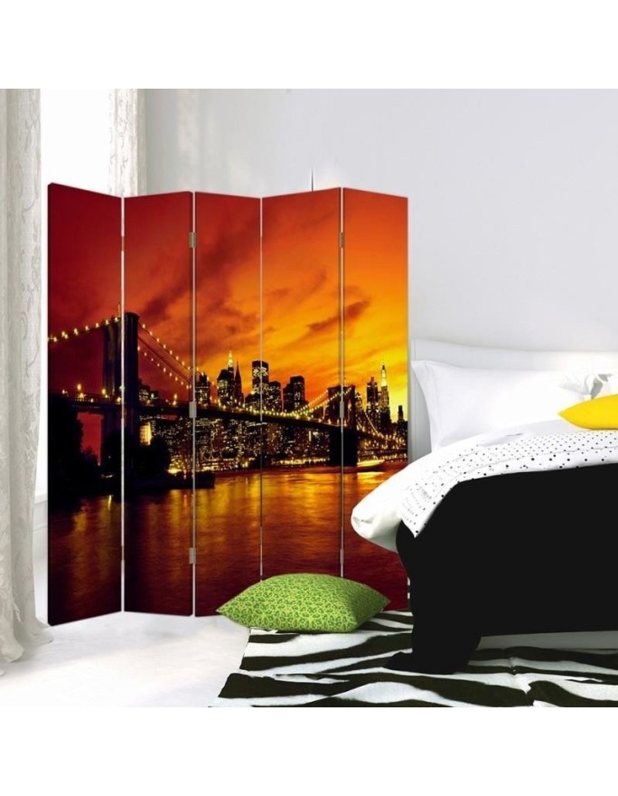 Parawan Brooklyn Bridge i Manhattan o zachodzie słońca - feeby.pl