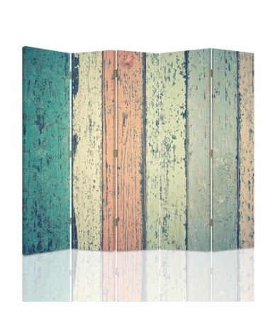Bedroom divider - Coloured rustic planks | FEEBY