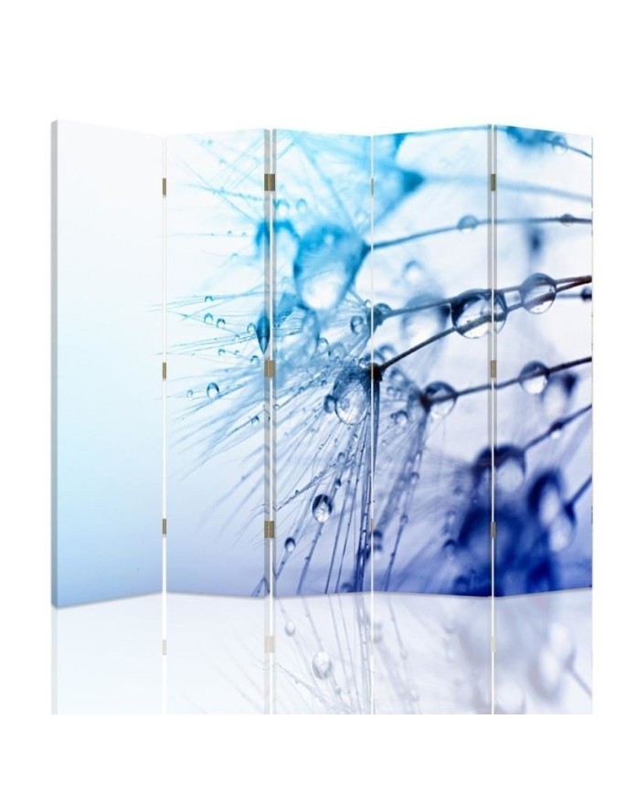 Double-sided folding screen - Drops of water in blue | FEEBY