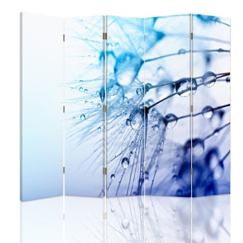 Double-sided folding screen - Drops of water in blue | FEEBY