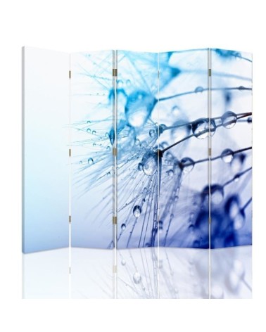 Double-sided folding screen - Drops of water in blue | FEEBY