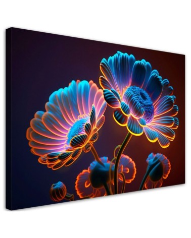 Obraz nowoczesny - Neonowe kwiaty | Feeby.pl