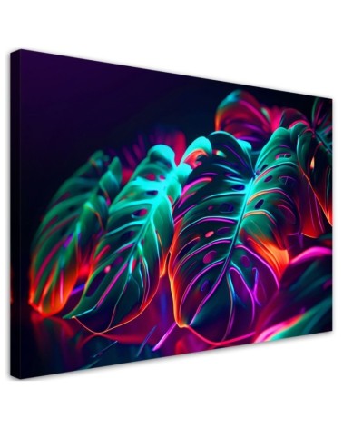 Modern canvas print - Monstera leaves in futuristic style | FEEBY