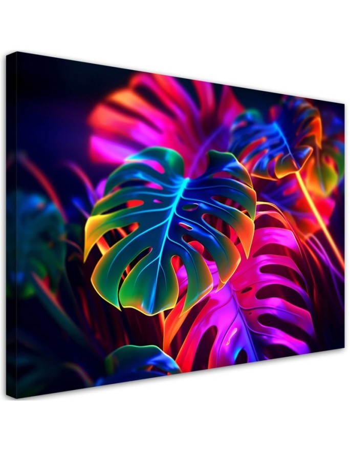 Obraz nowoczesny - Monstera fluorescencyjne liście | Feeby.pl