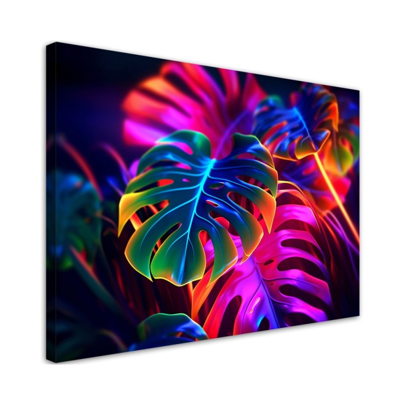 Obraz nowoczesny - Monstera fluorescencyjne liście | Feeby.pl