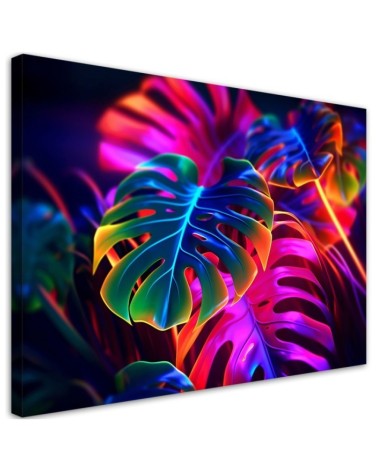 Obraz nowoczesny - Monstera fluorescencyjne liście | Feeby.pl