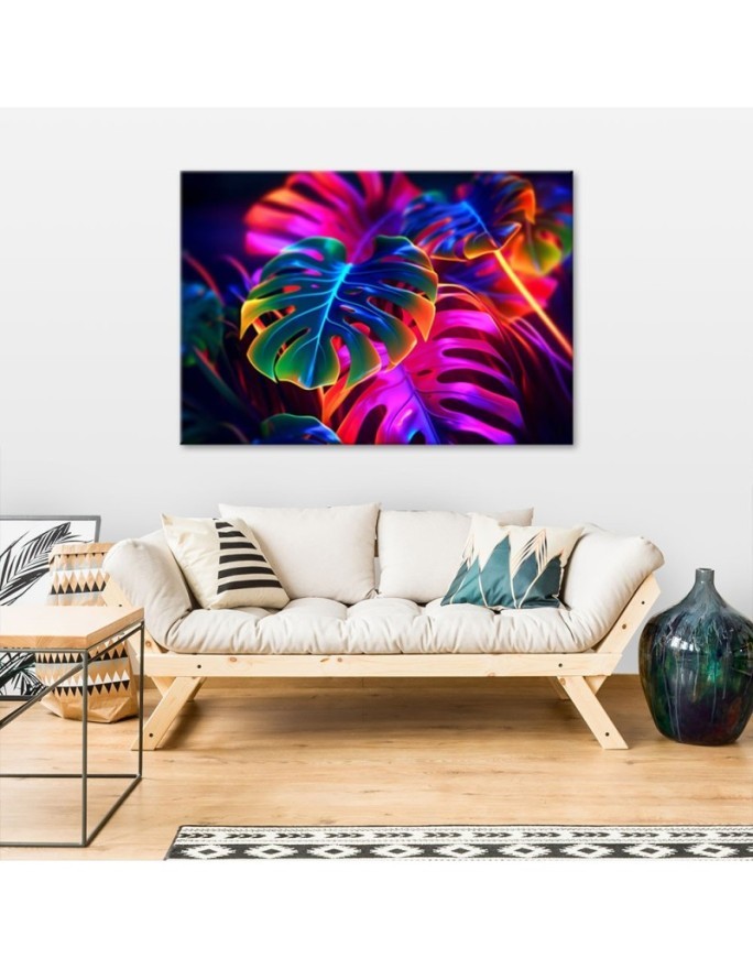 Obraz nowoczesny - Monstera fluorescencyjne liście | Feeby.pl