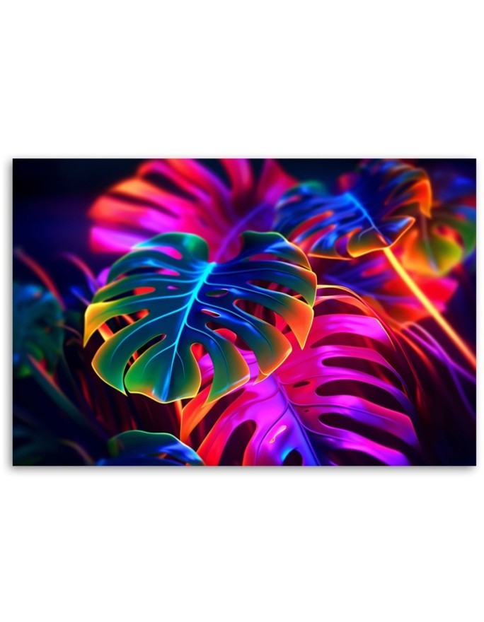 Obraz nowoczesny - Monstera fluorescencyjne liście | Feeby.pl
