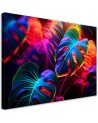 Obraz do salonu - Liście monstera w neonowych barwach | Feeby.pl