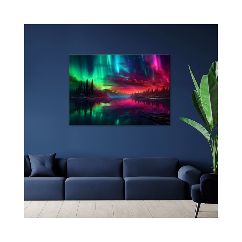 Obraz na ścianę - Zorza polarna na tle gór | Feeby.pl
