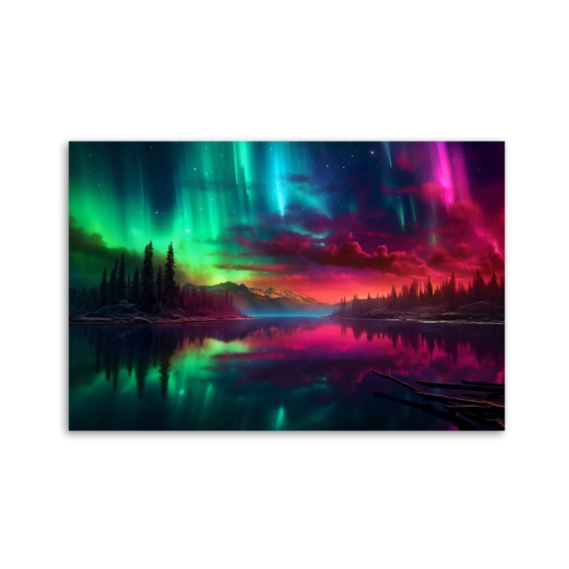 Obraz na ścianę - Zorza polarna na tle gór | Feeby.pl
