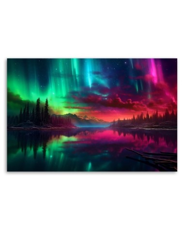 Obraz na ścianę - Zorza polarna na tle gór | Feeby.pl