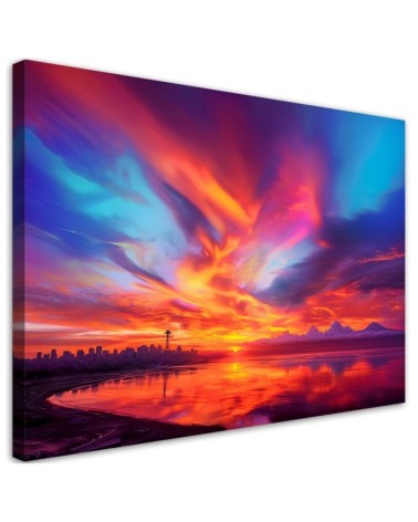 Living room canvas print - Abstract sky over city | FEEBY
