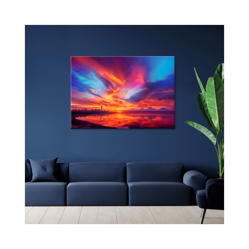 Obraz do salonu - Abstrakcyjne niebo nad miastem | Feeby.pl