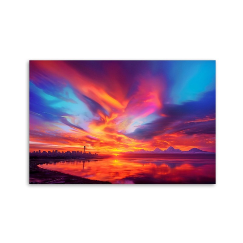 Obraz do salonu - Abstrakcyjne niebo nad miastem | Feeby.pl