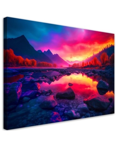 Modern canvas print - Colourful sky in the mountains | FEEBY
