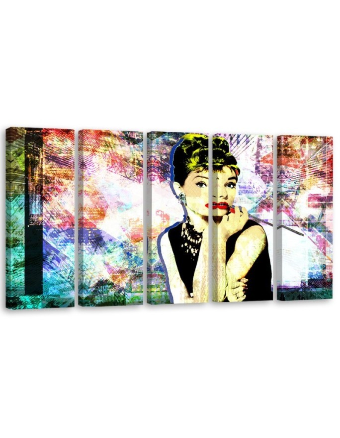 Obraz do salonu - Audrey Hepburn Kolorowy | Feeby.pl