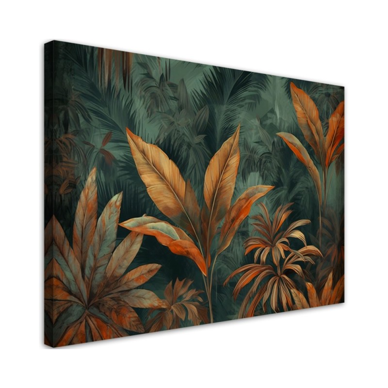 Nowoczesny obraz do salonu - Pomarańczowe liście tropikalne | Feeby.pl