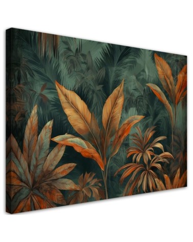 Nowoczesny obraz do salonu - Pomarańczowe liście tropikalne | Feeby.pl
