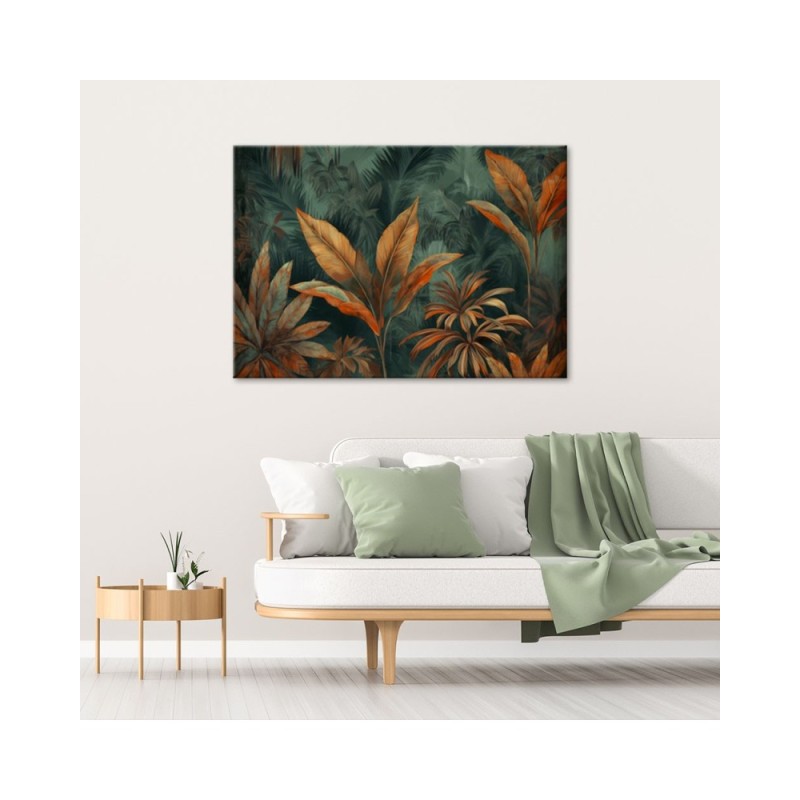 Nowoczesny obraz do salonu - Pomarańczowe liście tropikalne | Feeby.pl